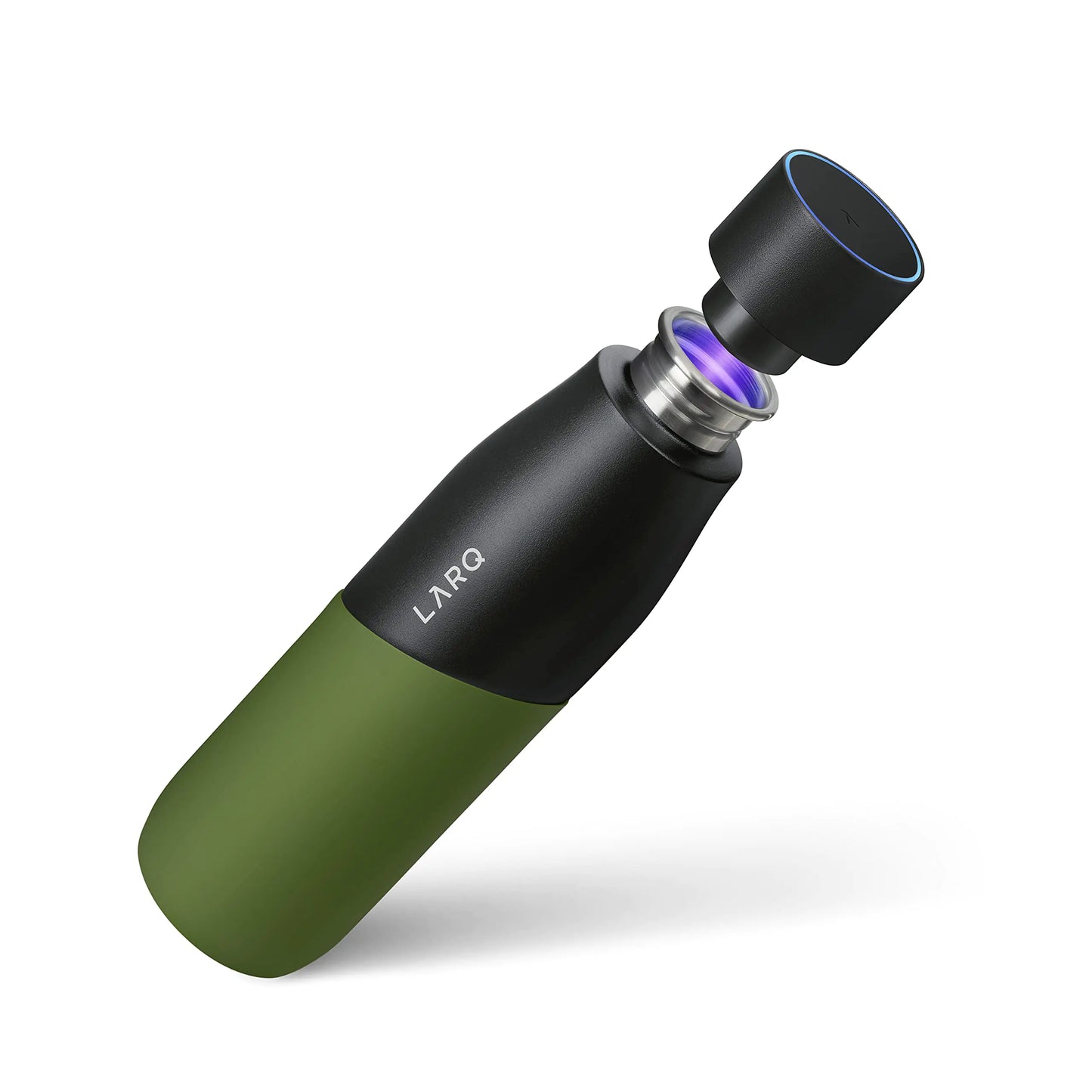LARQ Bottle Movement PureVis – 24 oz lettvekts vannflaske med UV-rens og selv-rengjøring | Gjenbrukbar og reiservennlig – Black/Pine