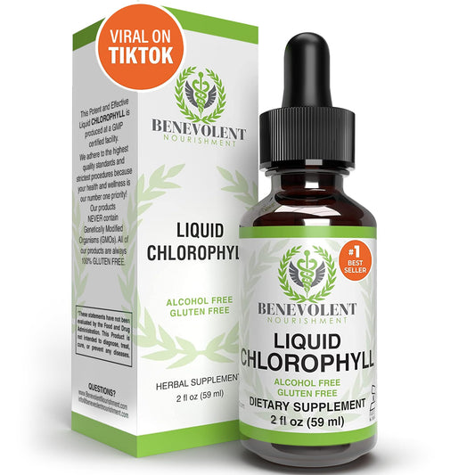 Benevolent Chlorophyll Flytende Dråper – Naturlig Mint (4 måneders forbruk)